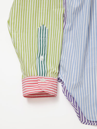 CS005 - CORONA・White Collar Work Shirt / Stripe Broadcloth - Crazy Pattern