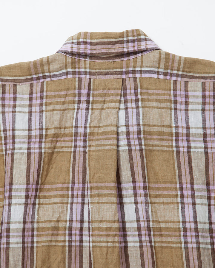 CS005・White Collar Pullover Work Shirt / Khaki × Pink