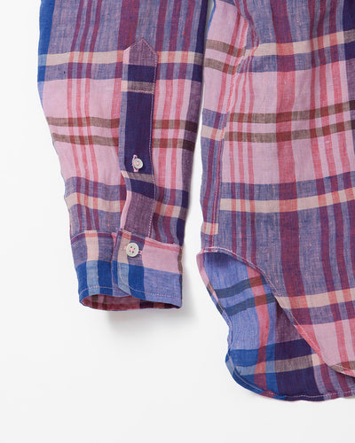 THE CORONA UTILITY・White Collar Pullover Work Shirt / Pink × Blue
