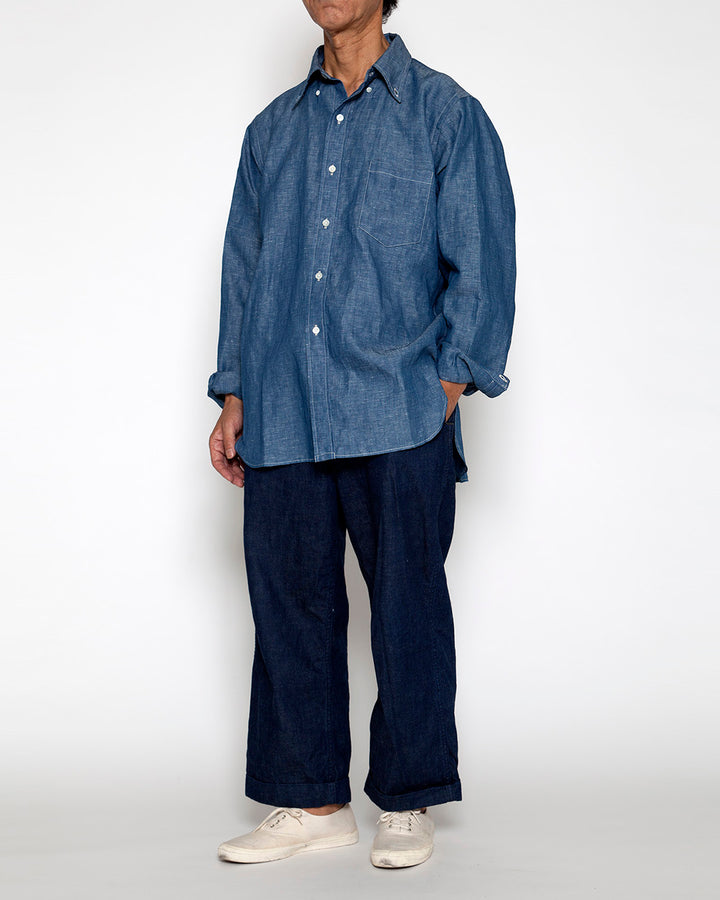 THE CORONA UTILITY - CS006・White Collar Work Shirt / Blue