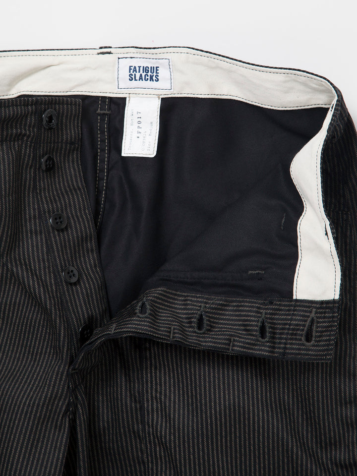 FP017・"UTILITY RM-43 SLACKS" / Black Key Stripe - Grey Stripe on Black