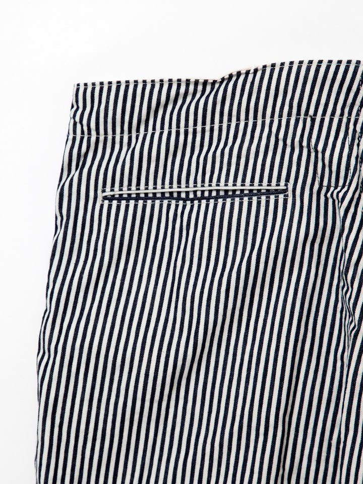 FP018・"UTILITY EASY SLACKS" / High Density Hickory Stripe - Indigo × Natural
