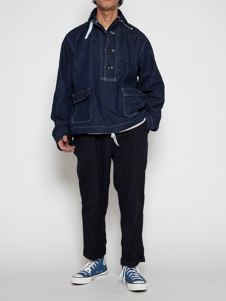CJ003・Utility Navy Pullover Jacket / High Density Indigo Denim w/Natural Stitch