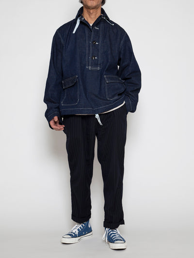 CJ003 - CORONA・Utility Navy Pullover Jacket / High Density Indigo Denim w/Natural Stitch