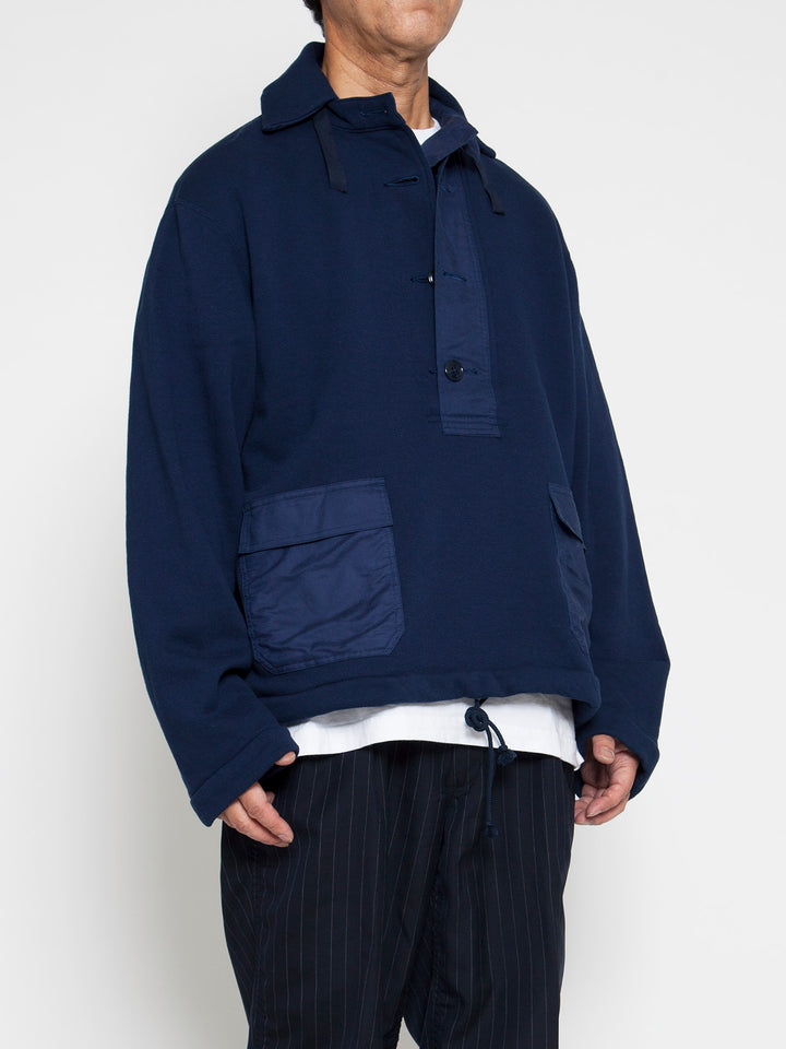 CJ003・Utility Navy Pullover Jacket / Cotton Fleece - Navy