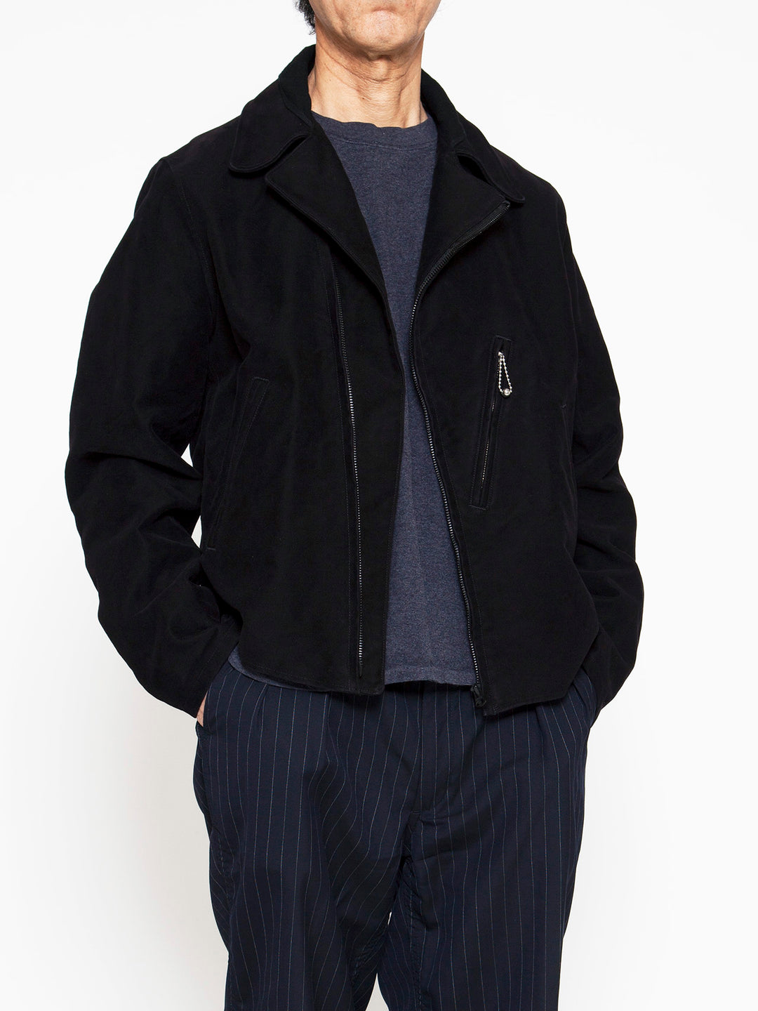 CJ014・Utility WB Zipup Jacket / Cotton Moleskin - Black