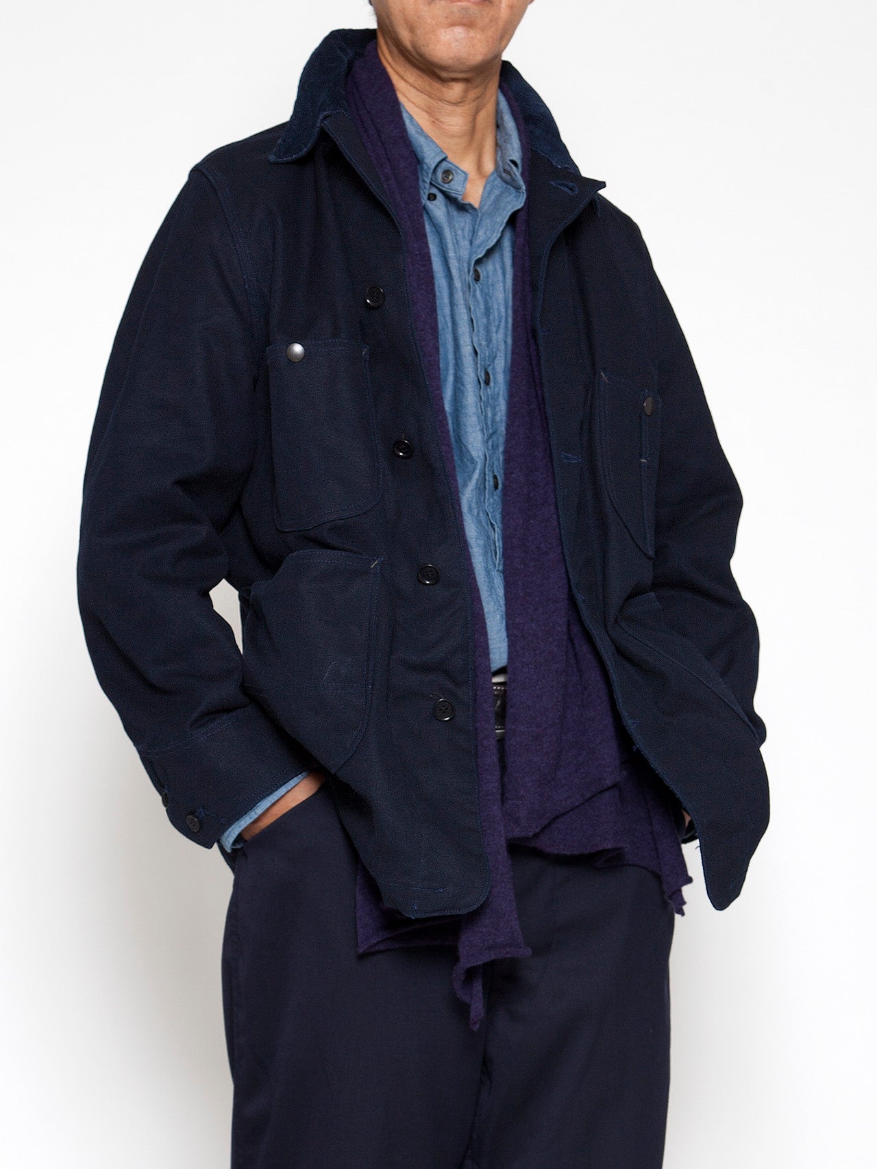 CJ043 - CORONA・Myrtle Work Coat / TAKEYARI Craft Canvas - Navy