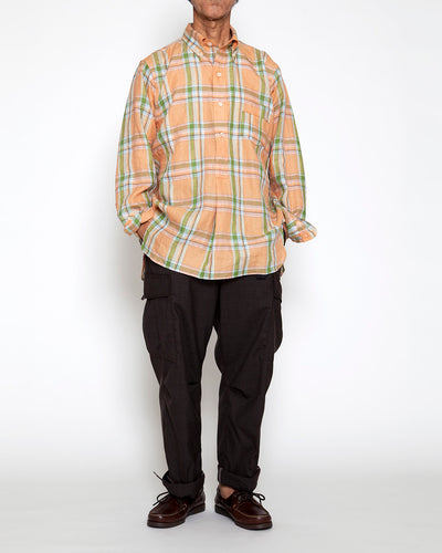 THE CORONA UTILITY・White Collar Pullover Work Shirt / Orange × Green