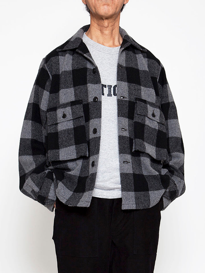 THE CORONA UTILITY - CS023・Combat Hiker Jac Shirt / Buffalo Check - Grey × Black