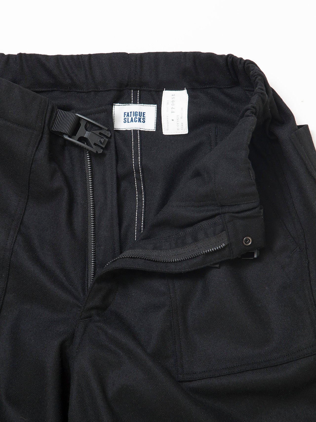 FP005E - FATIGUE SLACKS "AGGRESSOR EASY SLACKS" / Wool + Ester Stretch Twill - Black