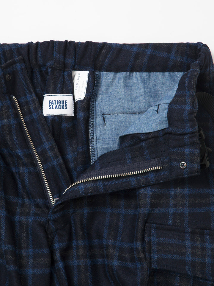 FP006E・"JUNGLE EASY SLACKS" / Stretch Wool Check - Navy Check