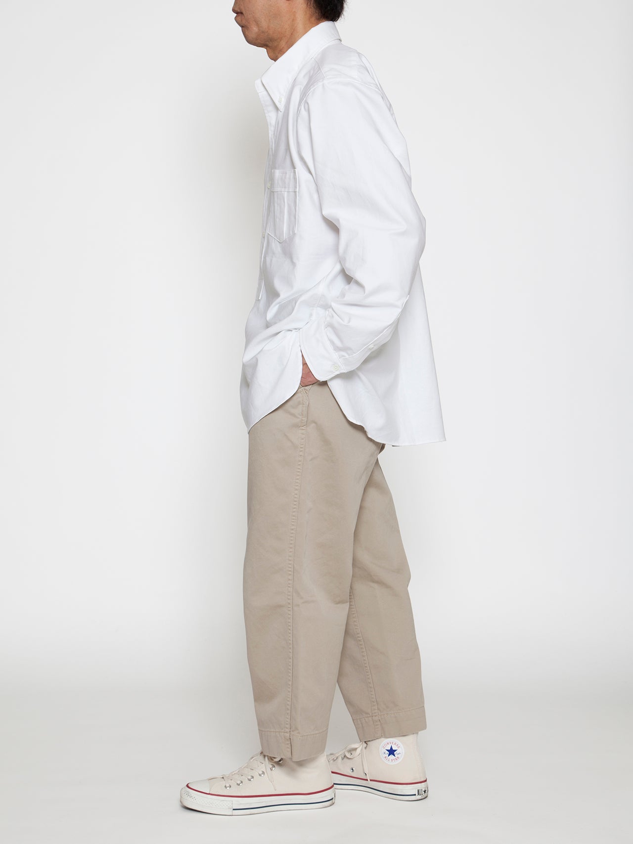 CS005 - CORONA・White Collar Work Shirt / American Sea Island Cotton - White