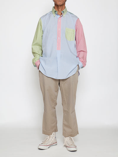 CS005 - CORONA・White Collar Work Shirt / Stripe Broadcloth - Crazy Pattern