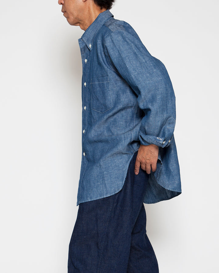 CS006・White Collar Work Shirt / Blue