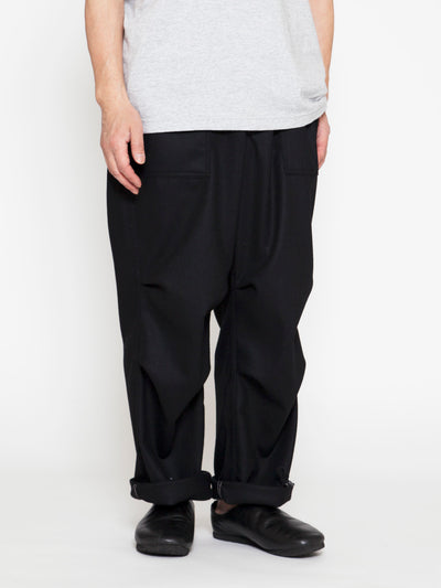 FP005E - FATIGUE SLACKS "AGGRESSOR EASY SLACKS" / Wool + Ester Stretch Twill - Black