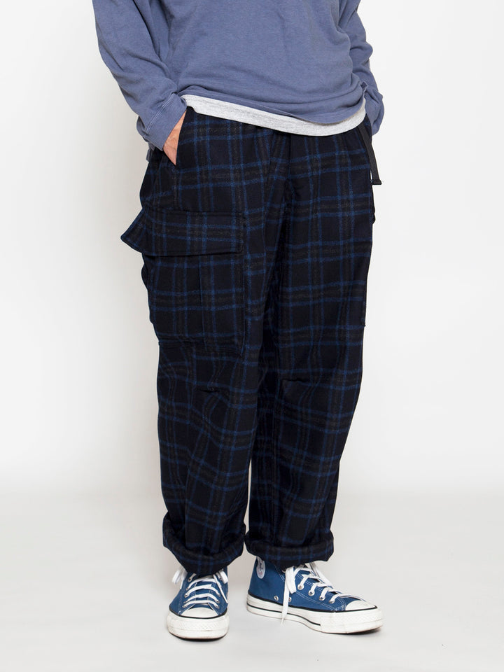 FP006E・"JUNGLE EASY SLACKS" / Stretch Wool Check - Navy Check
