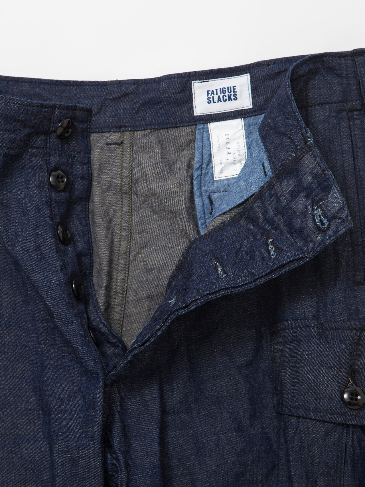 FP013 - FATIGUE SLACKS "VIETNAM SLACKS" / 8.5oz High Density Indigo Denim