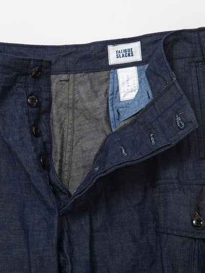 FP013 - FATIGUE SLACKS "VIETNAM SLACKS" / 8.5oz High Density Indigo Denim