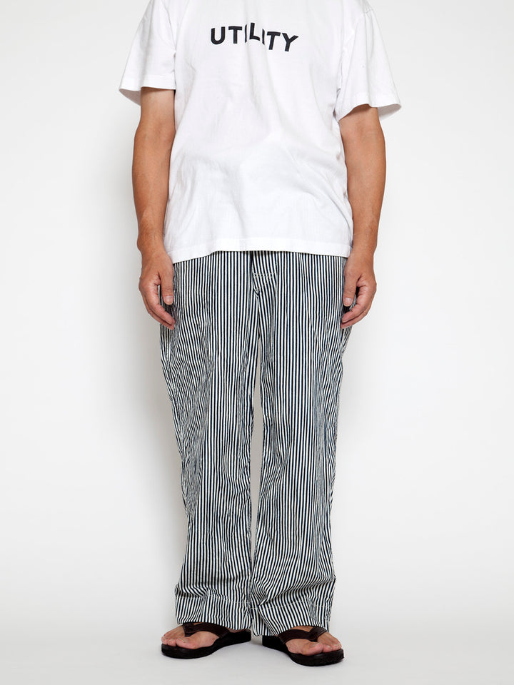FP018・"UTILITY EASY SLACKS" / High Density Hickory Stripe - Indigo × Natural