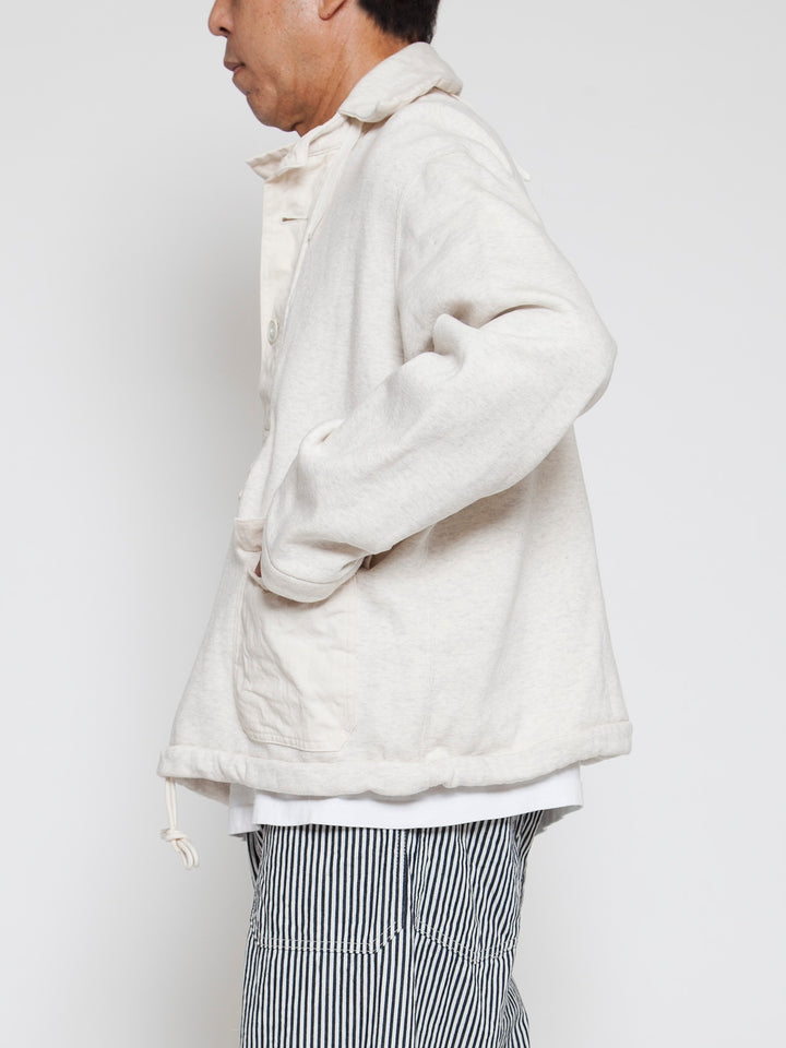 CJ003・Utility Navy Pullover Jacket / Cotton Fleece - Oatmeal