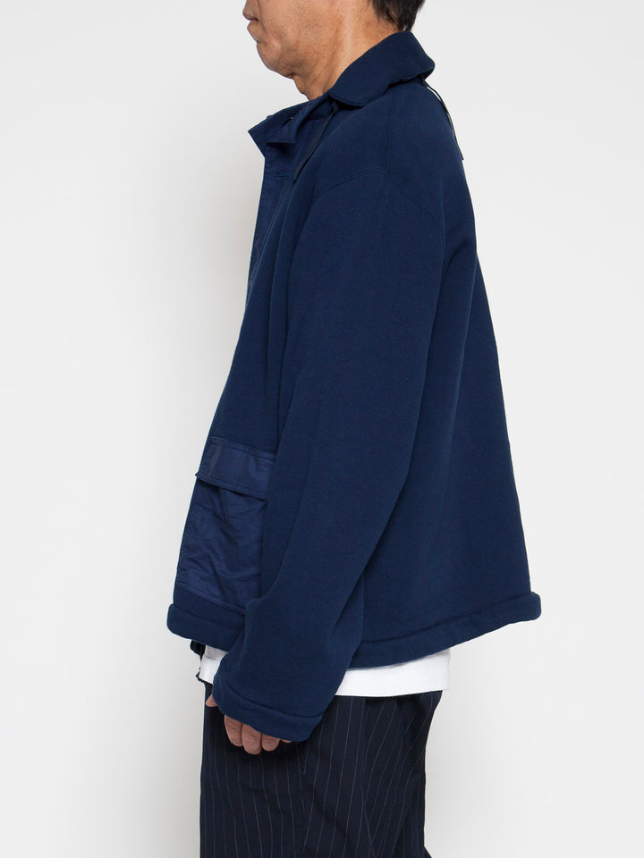 CJ003・Utility Navy Pullover Jacket / Cotton Fleece - Navy