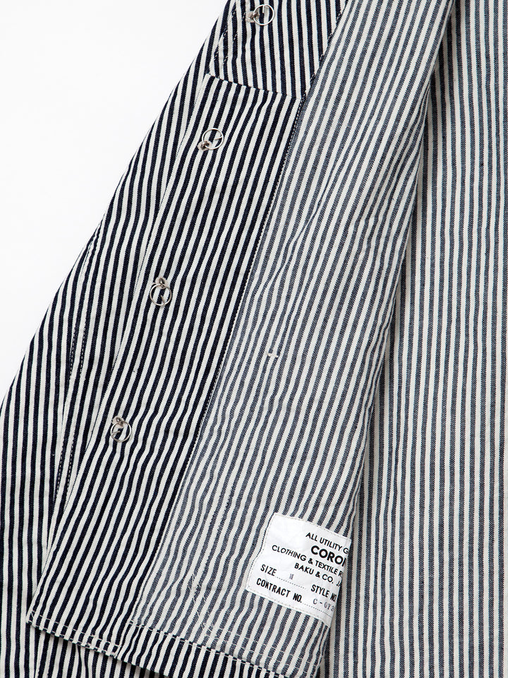 CJ004・Utility Navy Jumper / High Density Hickory Stripe - Indigo×Natural