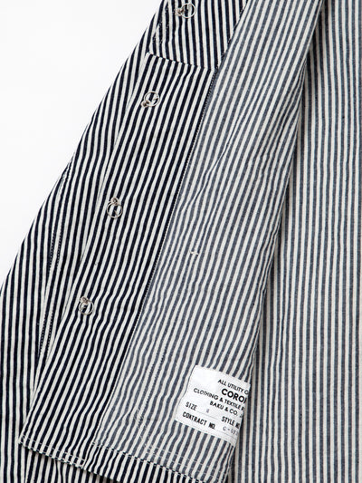 CJ004 - CORONA・Utility Navy Jumper / High Density Hickory Stripe - Indigo×Natural