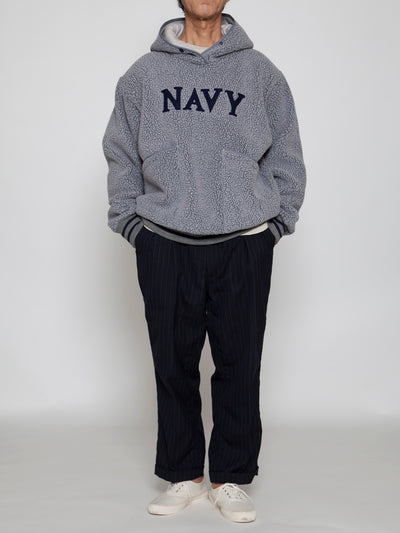 CJ013 - CORONA・NAVY Athletic Parka / POLARTEC Heavy Boa Fleece w/"NAVY" Felt - Grey