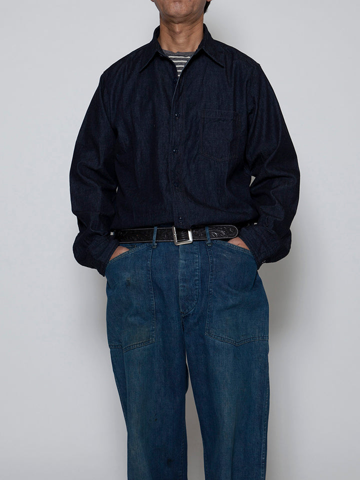 CS001・NAVY 1pocket Shirt / 6oz Denim - Indigo