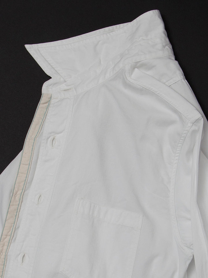 CS001・NAVY 1pocket Shirt / Peru Cotton Shirt Twill - Off-White