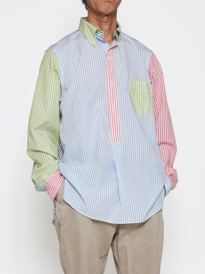 CS005 - CORONA・White Collar Work Shirt / Stripe Broadcloth - Crazy Pattern