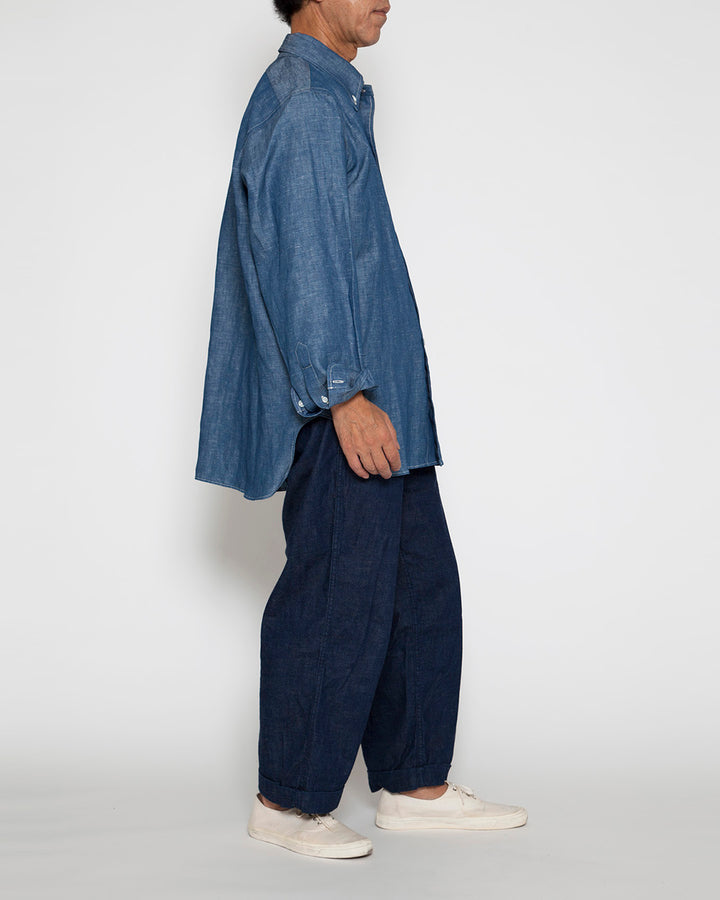 CS006・White Collar Work Shirt / Blue
