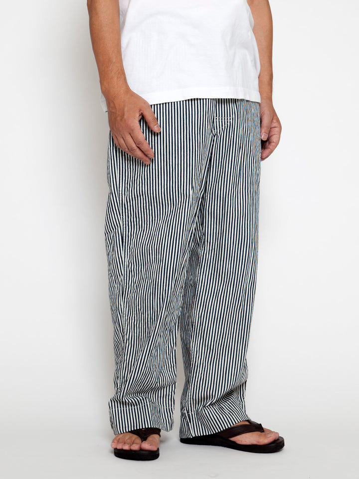 FP018・"UTILITY EASY SLACKS" / High Density Hickory Stripe - Indigo × Natural