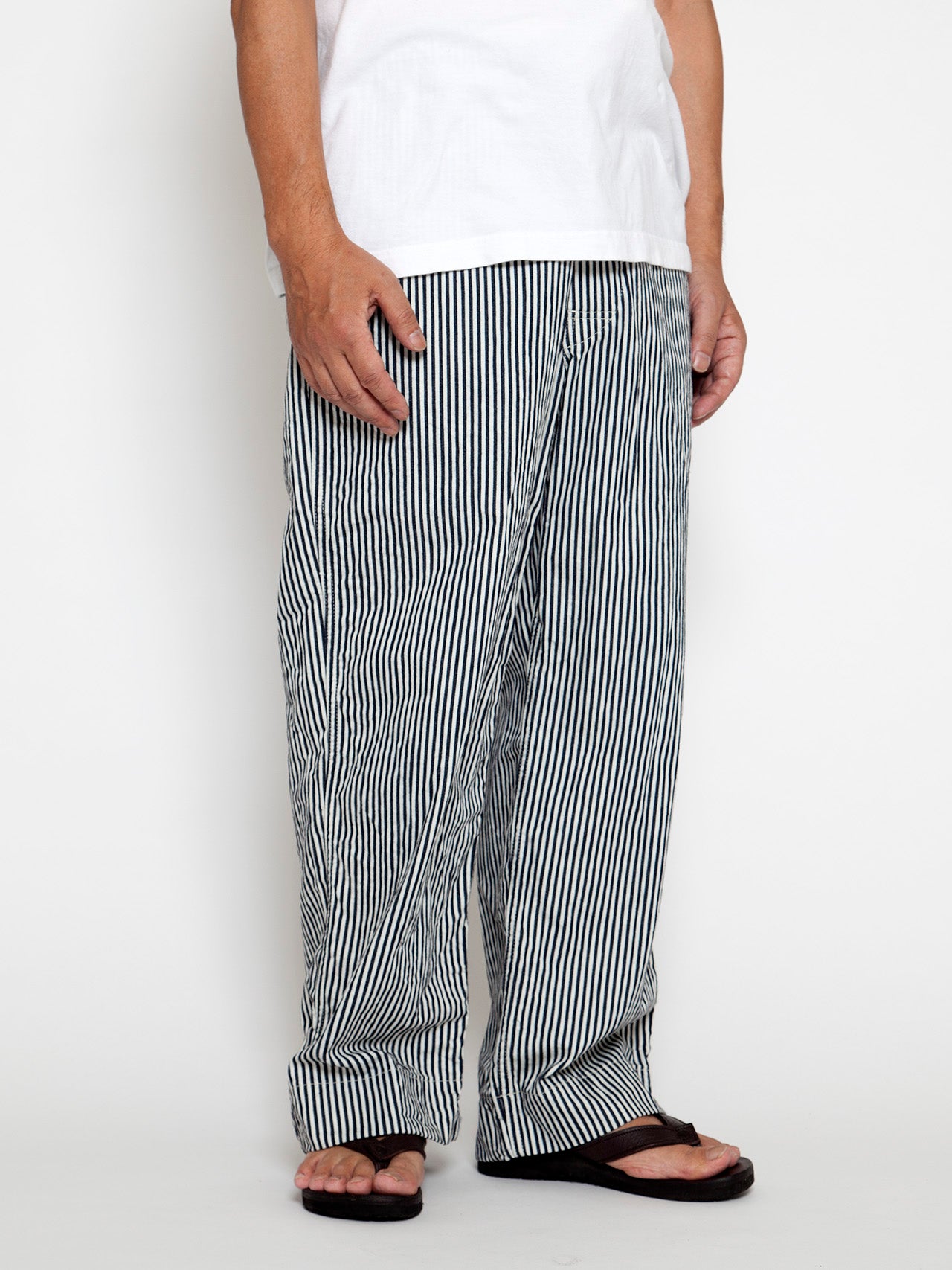 FP018 - FATIGUE SLACKS "UTILITY EASY SLACKS" / High Density Hickory Stripe - Indigo×Natural